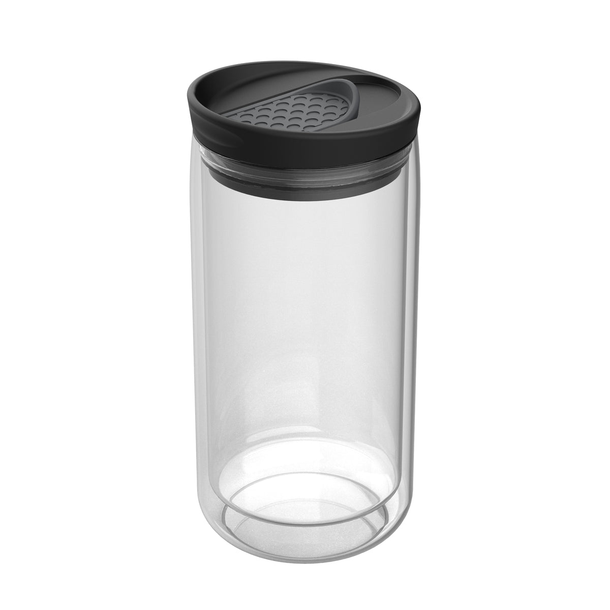 Becher: transparent, Deckel: dunkelgrau