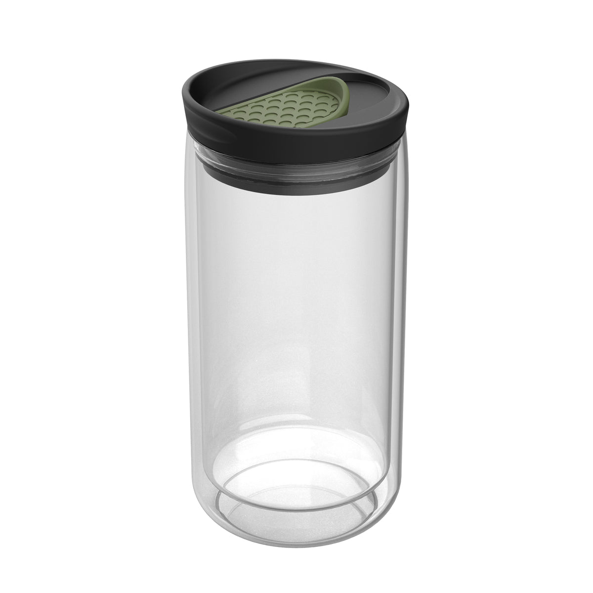 Becher: transparent, Deckel: olivgrün