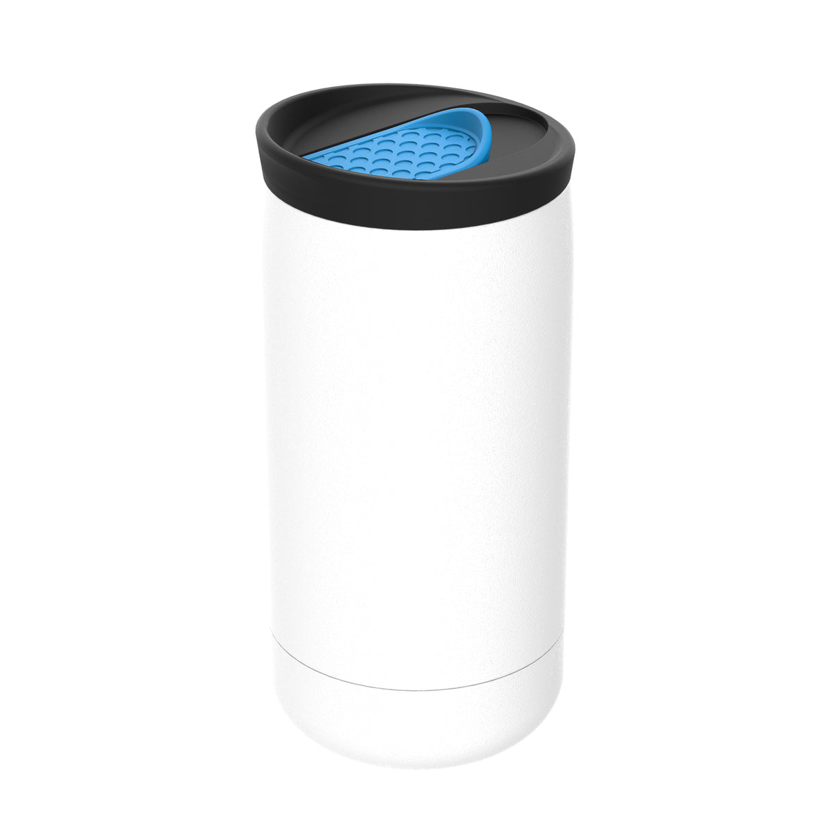 Becher: weiß, Deckel: cyan