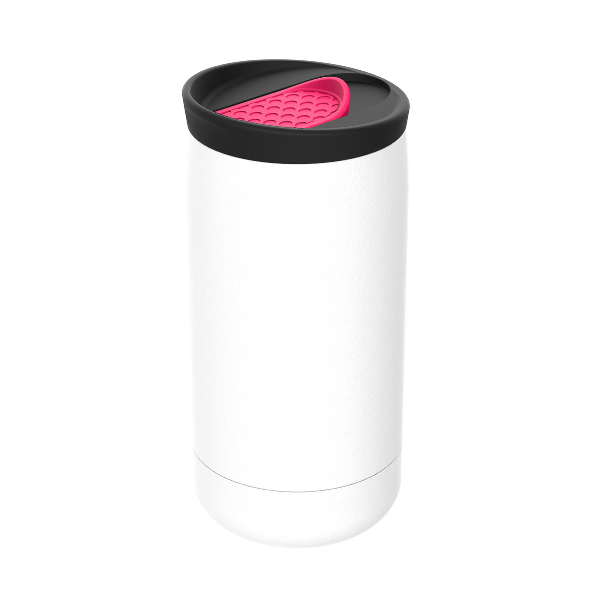 Becher: weiß, Deckel: magenta