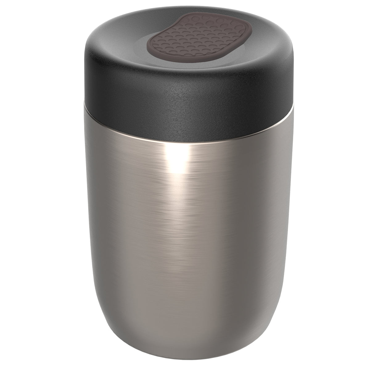 pot: silber, Deckel: braun