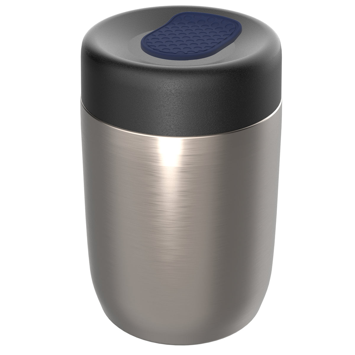 pot: silber, Deckel: dunkelblau