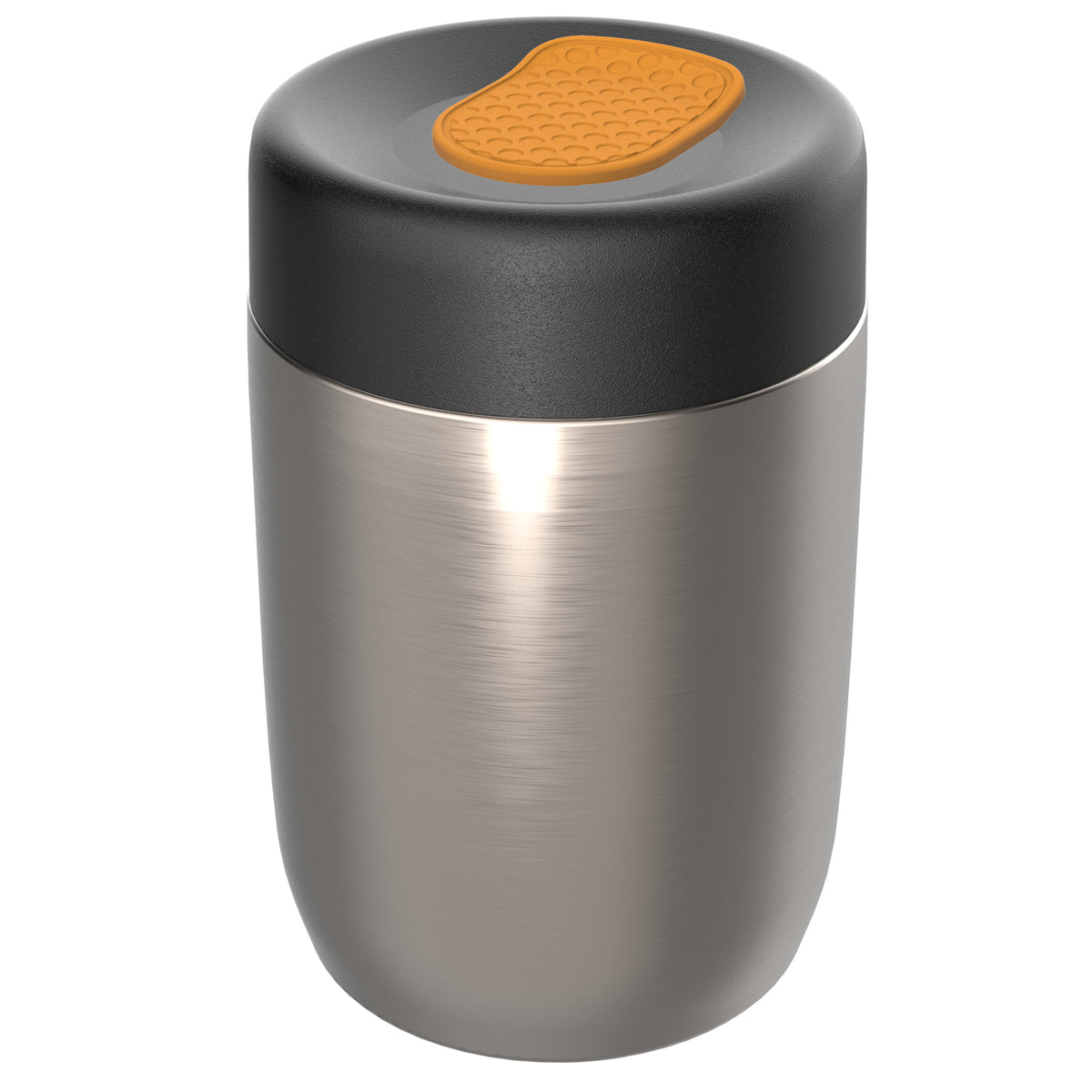 pot: silber, Deckel: orange