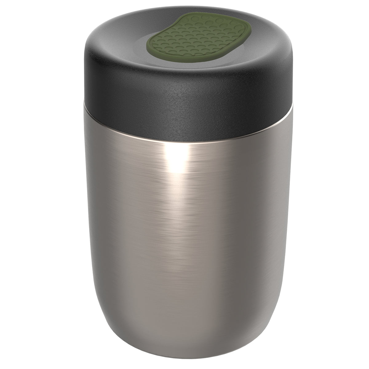 pot: silber, Deckel: olivgrün