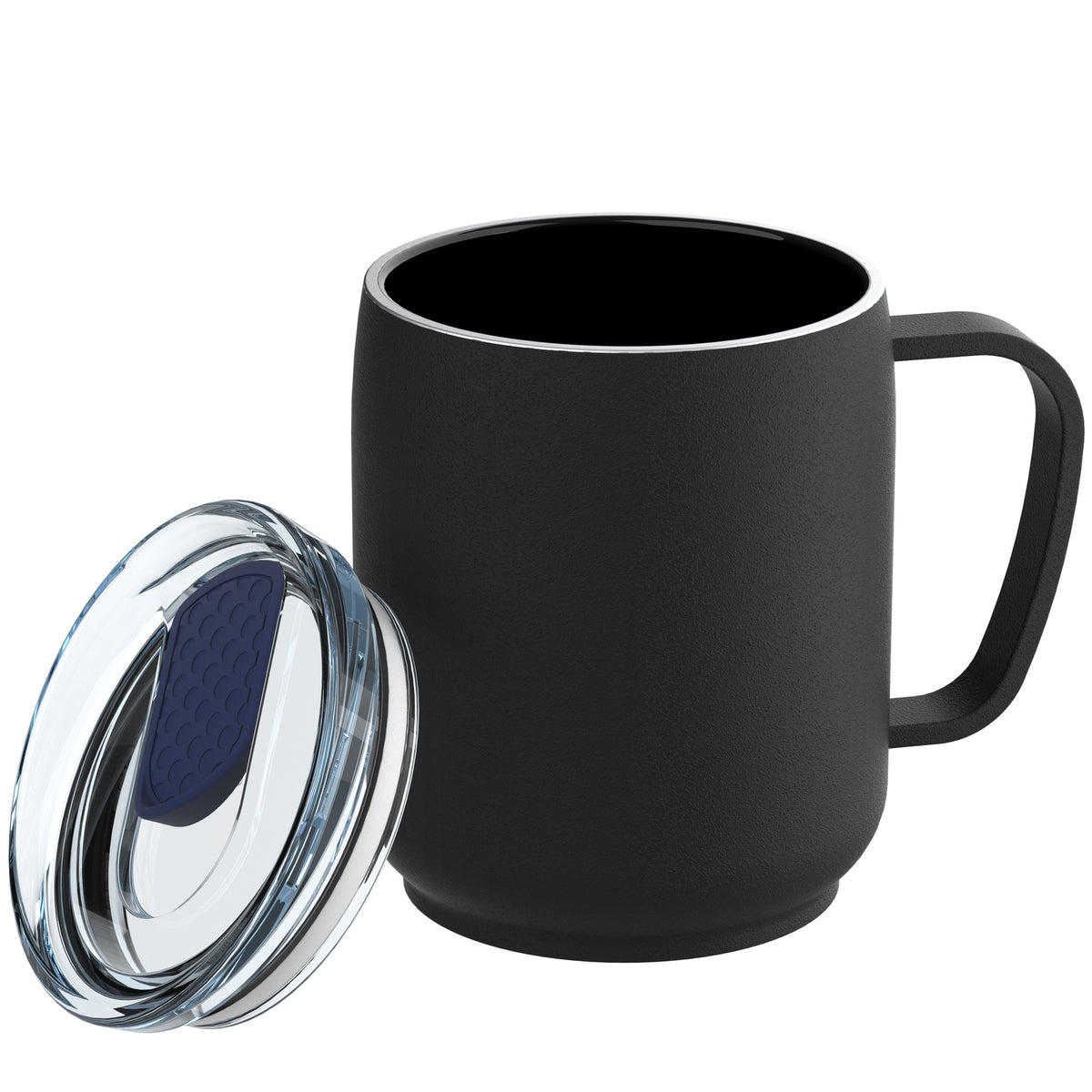 Becher: schwarz, Deckel: dunkelblau