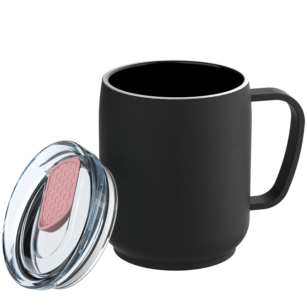 Becher: schwarz, Deckel: hellmagenta