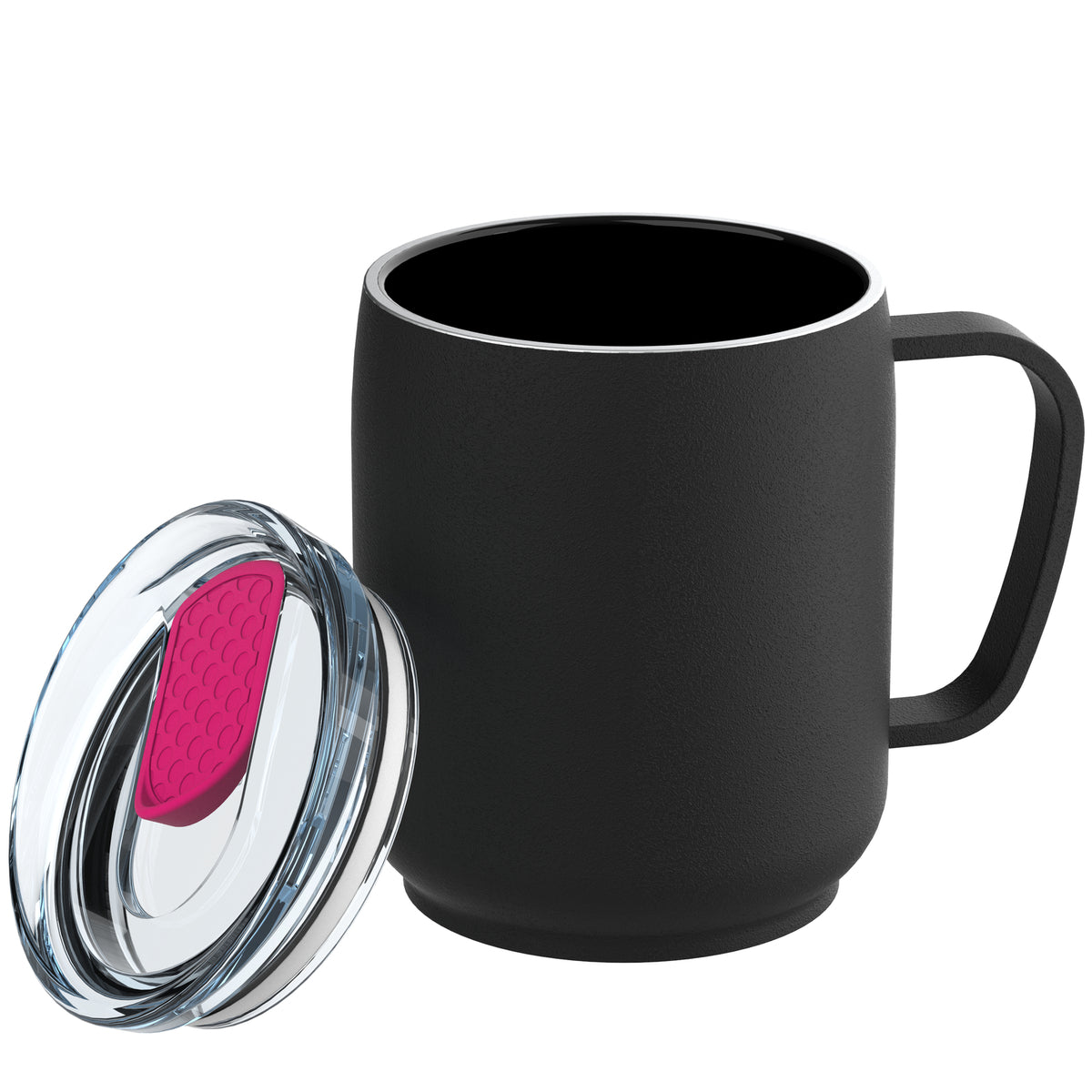 Becher: schwarz, Deckel: magenta