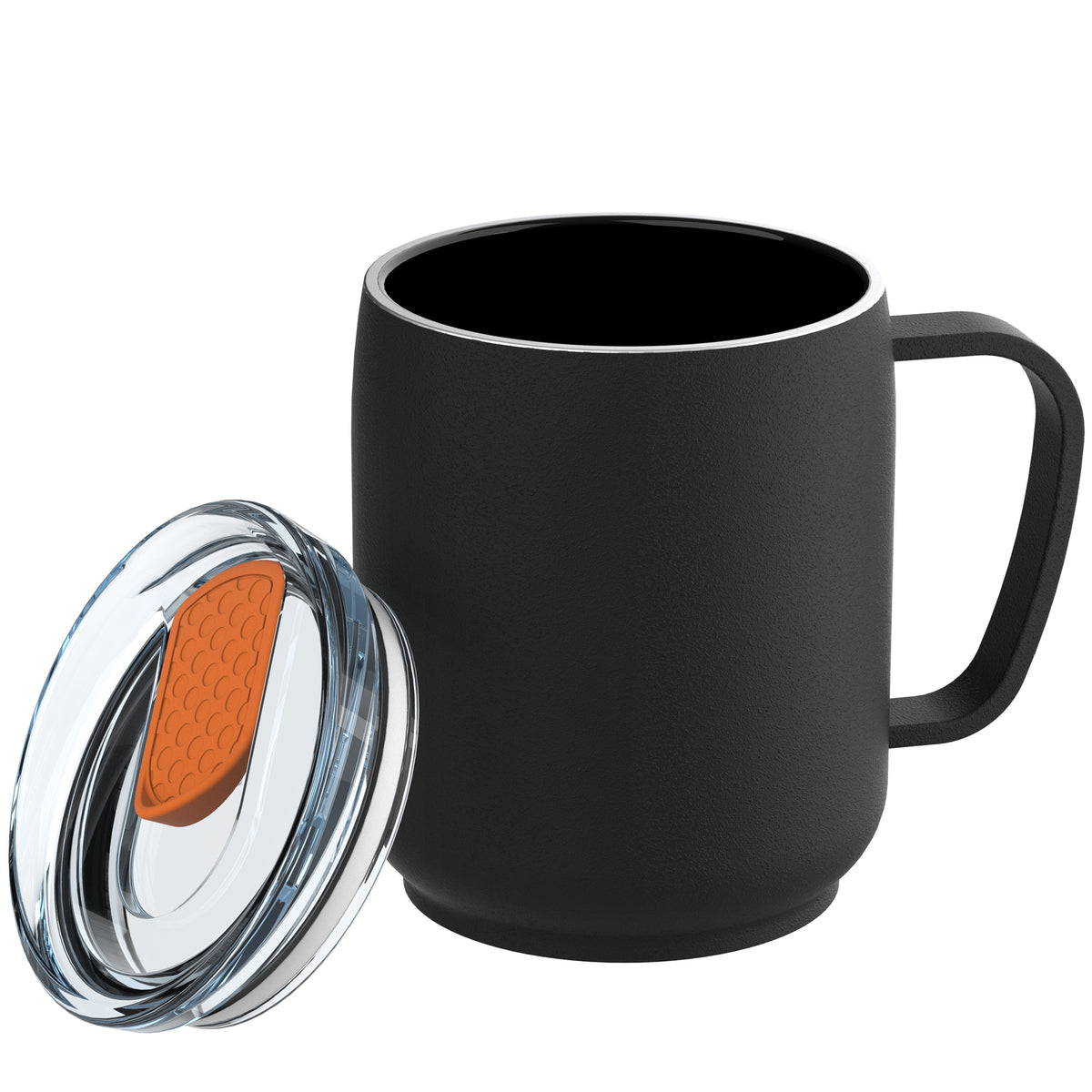 Becher: schwarz, Deckel: orange
