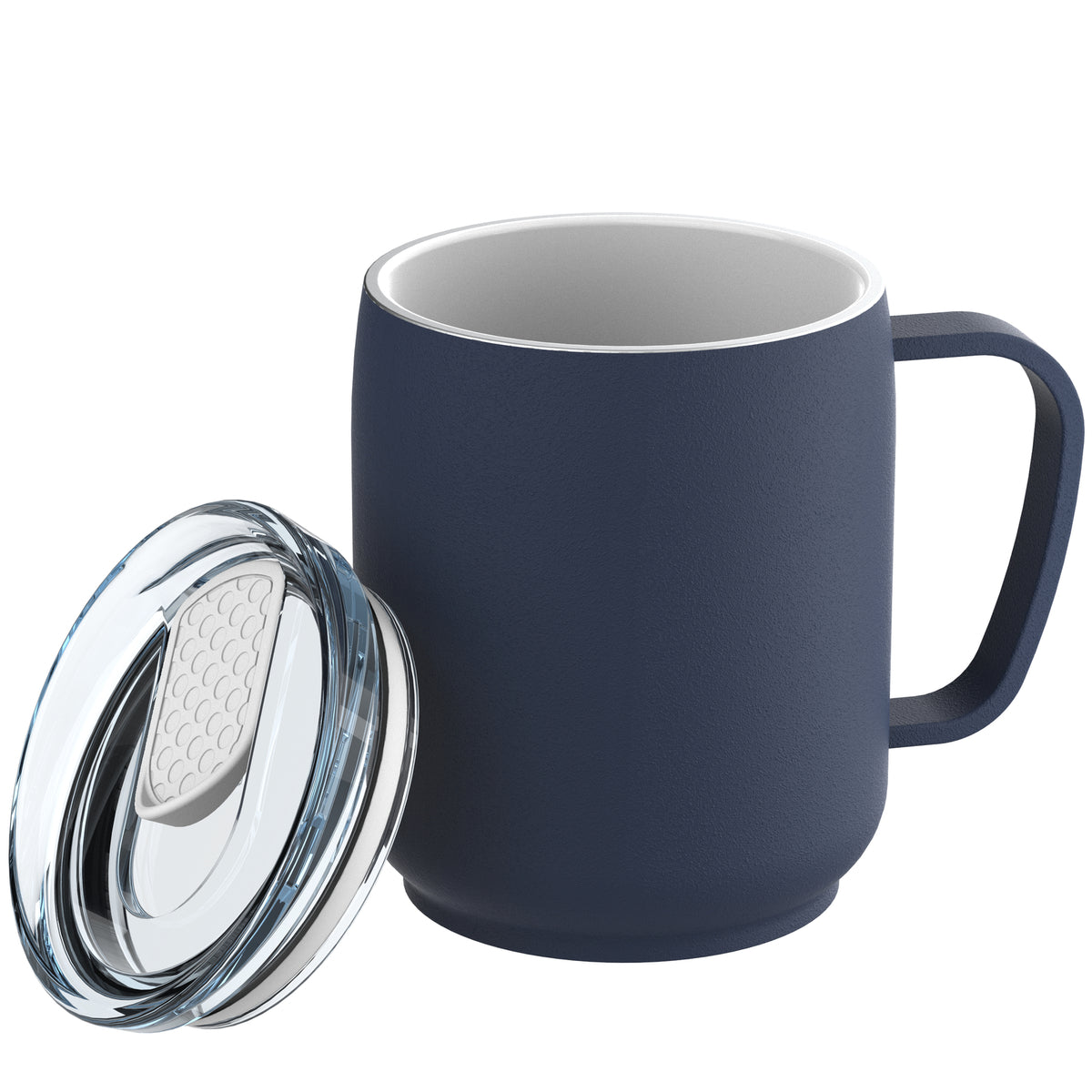 Becher: blau, Deckel: weiß