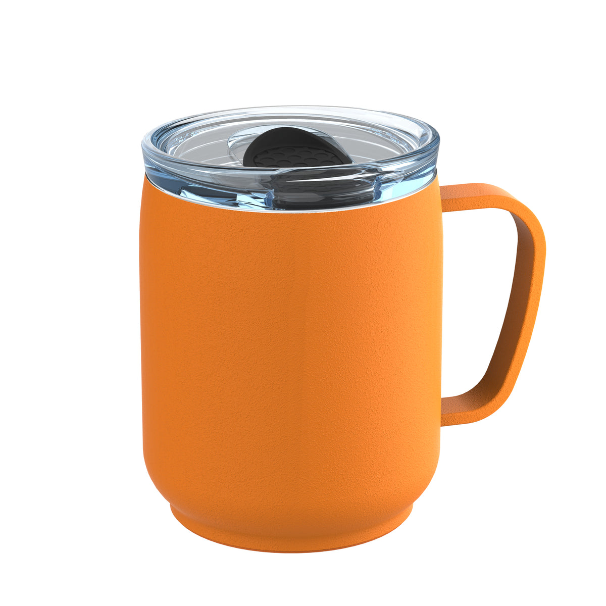 Becher: orange, Deckel: schwarz
