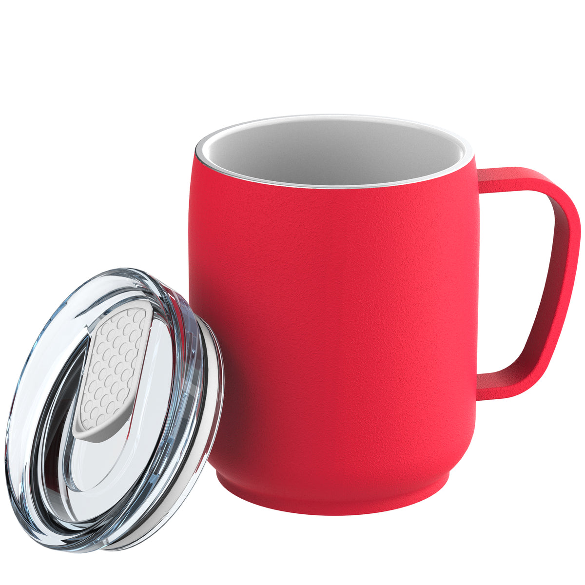 Becher: rot, Deckel: weiß