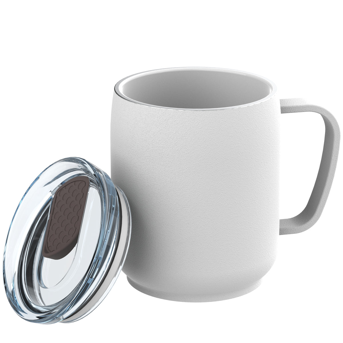 Becher: weiß, Deckel: braun