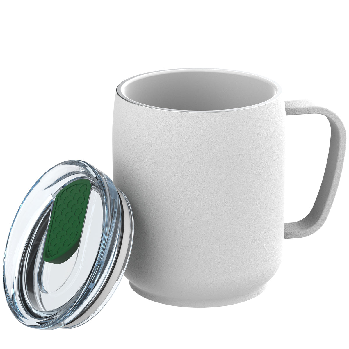 Becher: weiß, Deckel: grün