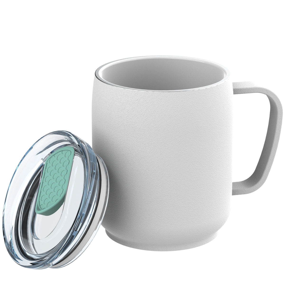 Becher: weiß, Deckel: mint