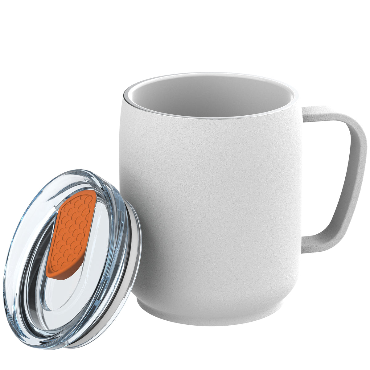 Becher: weiß, Deckel: orange