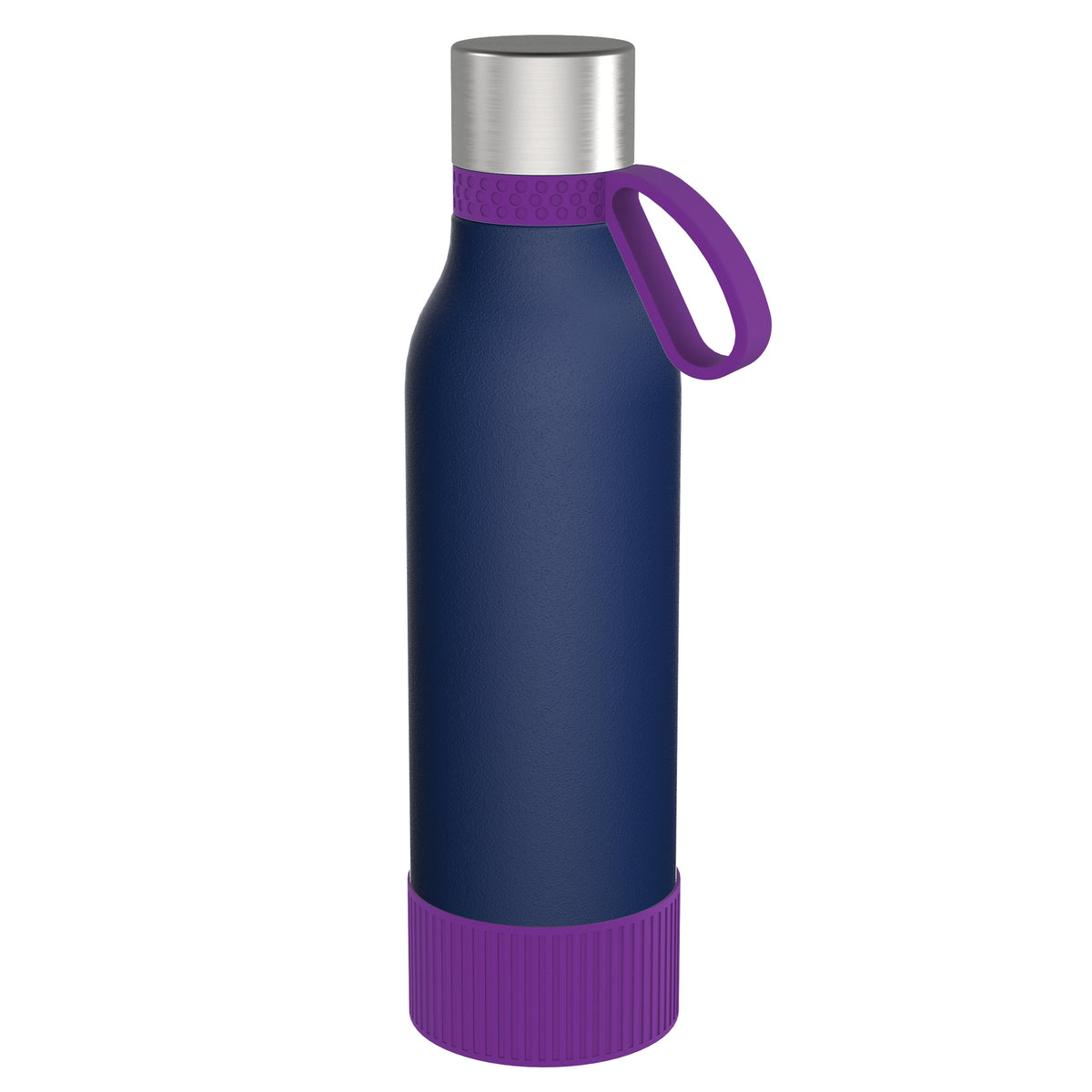Flasche: blau, Ring: lila, Hülle: lila
