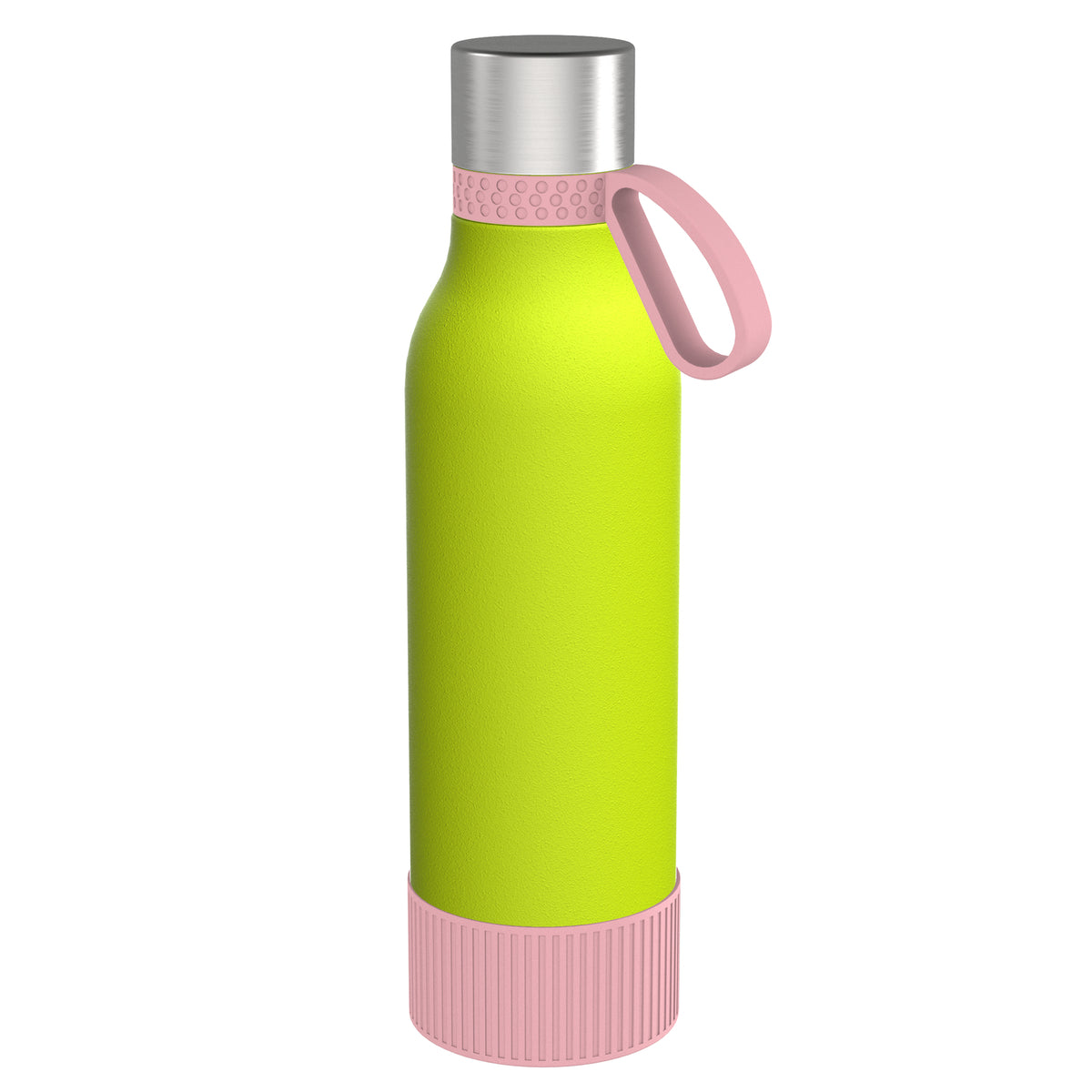 Flasche: grün, Ring: hellmagenta, Hülle: hellmagenta