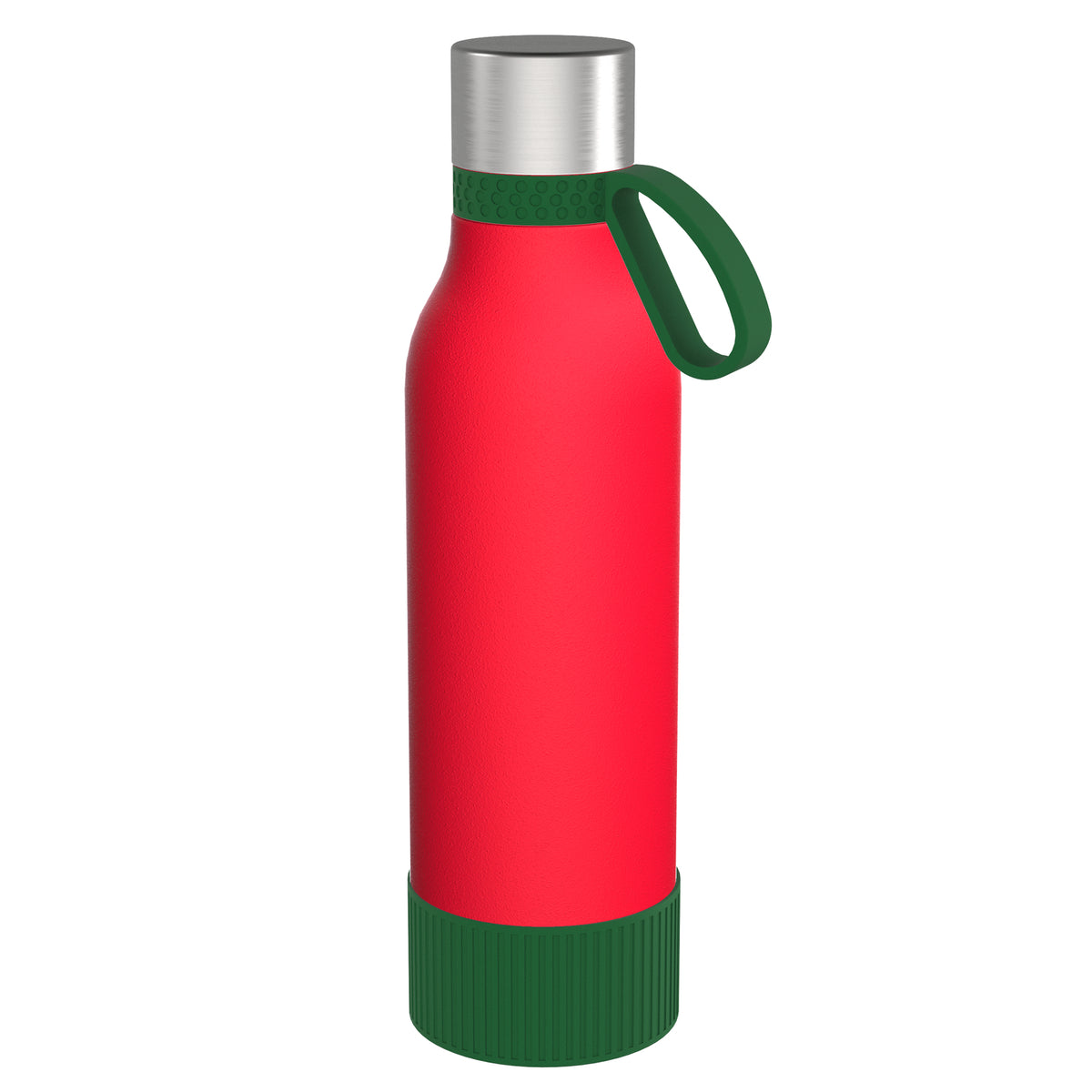 Flasche: rot, Ring: grün, Hülle: grün