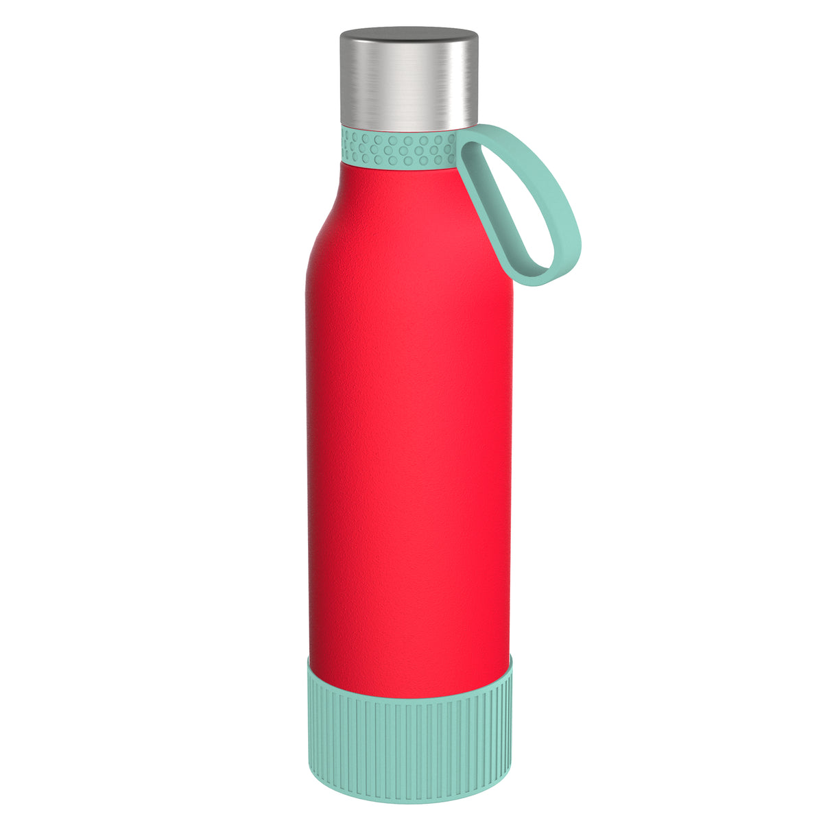 Flasche: rot, Ring: mint, Hülle: mint