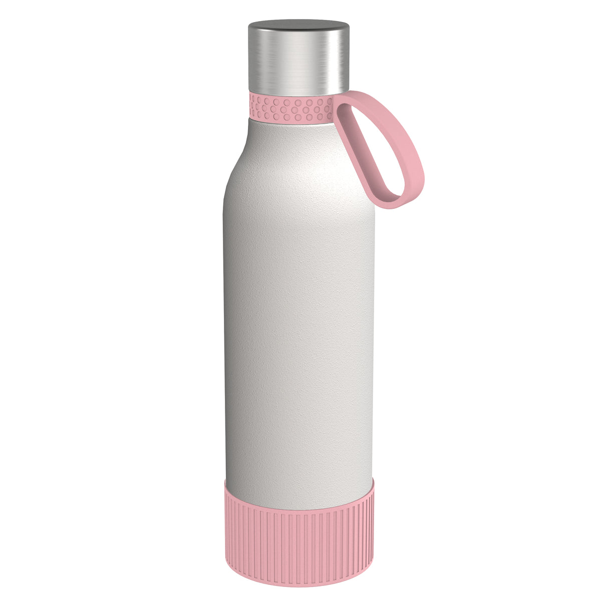 Flasche: weiß, Ring: hellmagenta, Hülle: hellmagenta