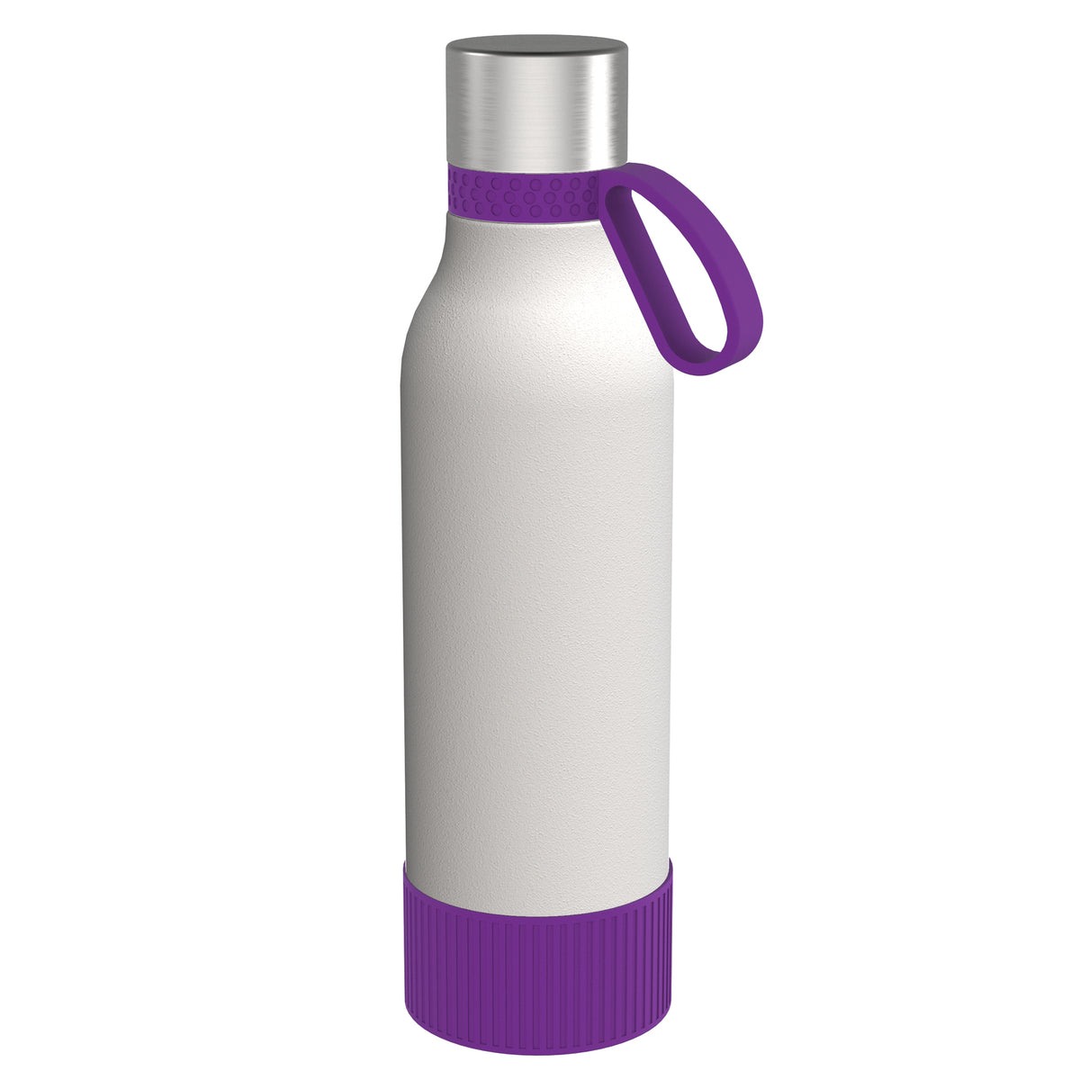 Flasche: weiß, Ring: lila, Hülle: lila
