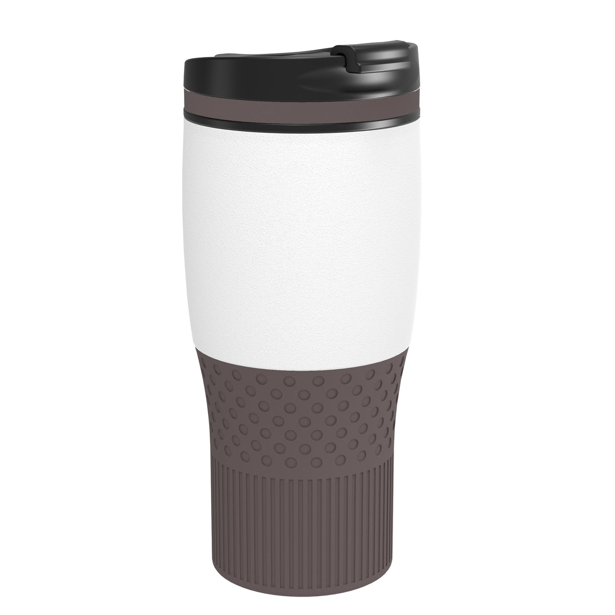 Becher: weiß, Ring: braun, Hülle: braun