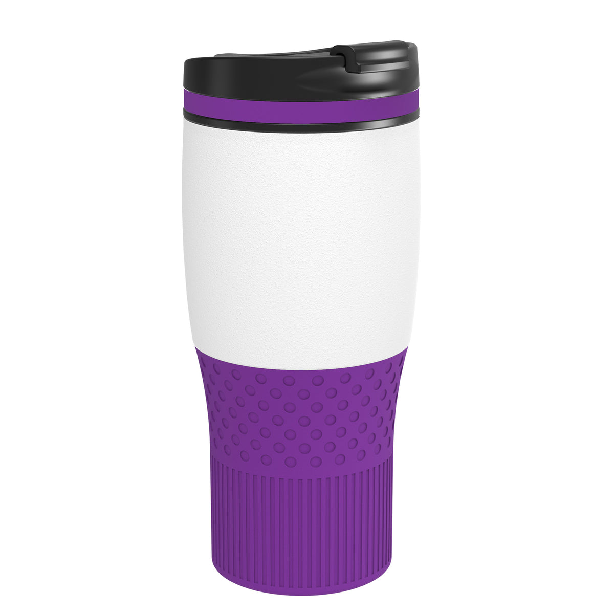 Becher: weiß, Ring: lila, Hülle: lila