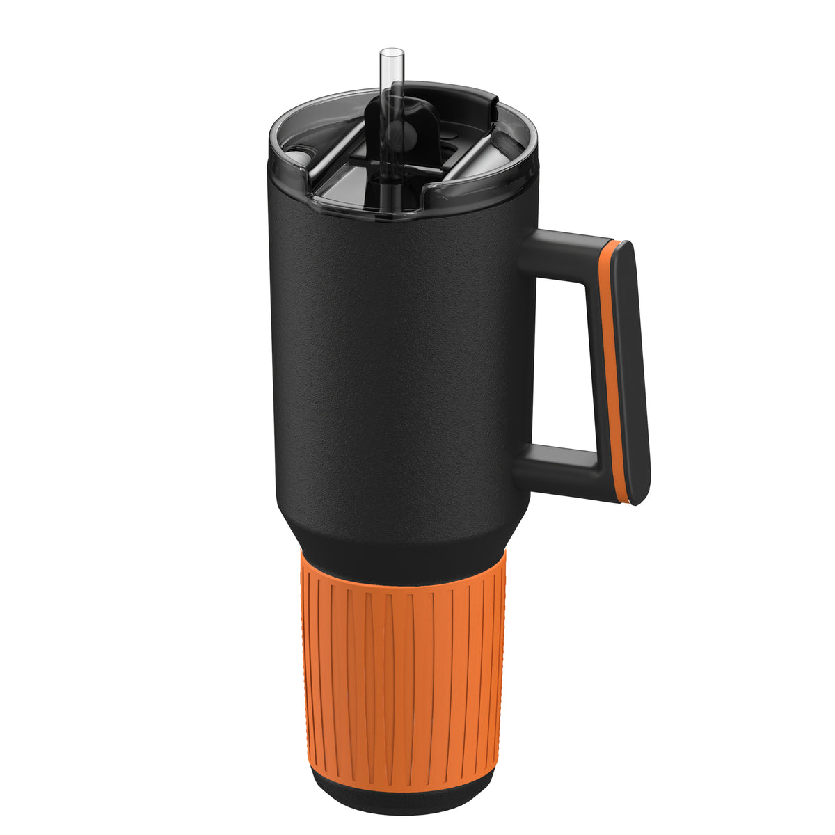 Becher: schwarz, Ring: orange, Hülle: orange