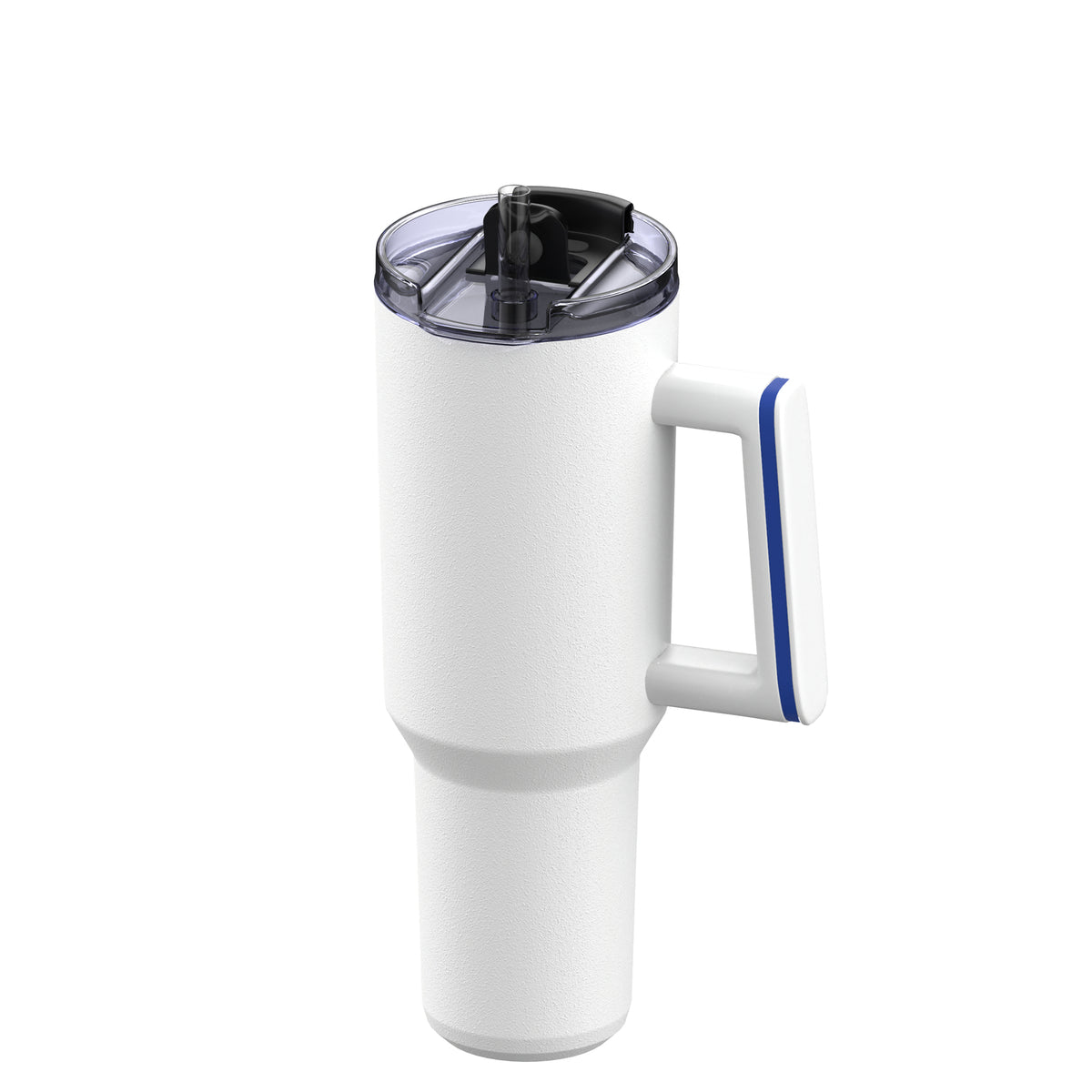Becher: weiß, Ring: blau