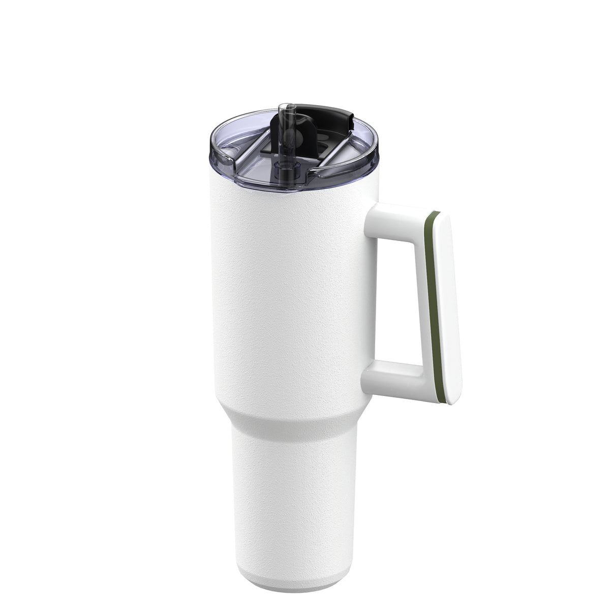 Becher: weiß, Ring: olivgrün