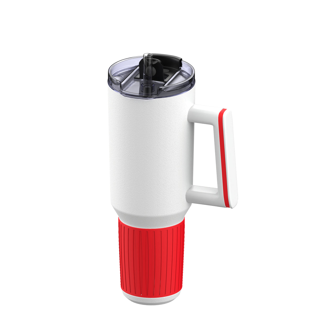 Becher: weiß, Ring: rot, Hülle: rot