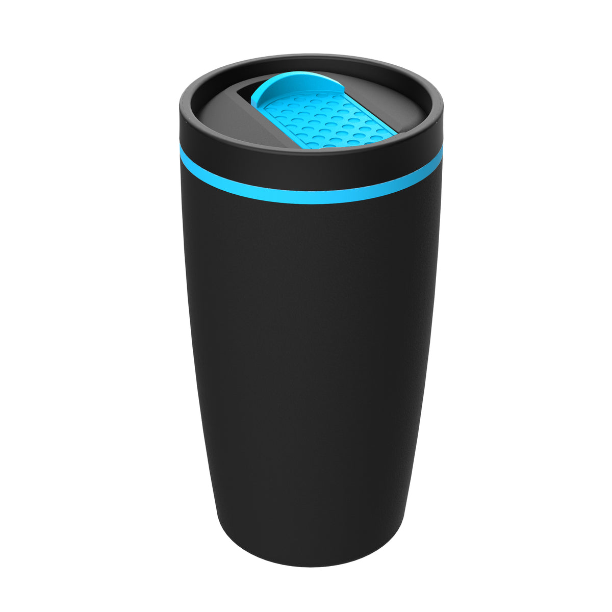 Becher: schwarz, Hülle: cyan, Ring: cyan