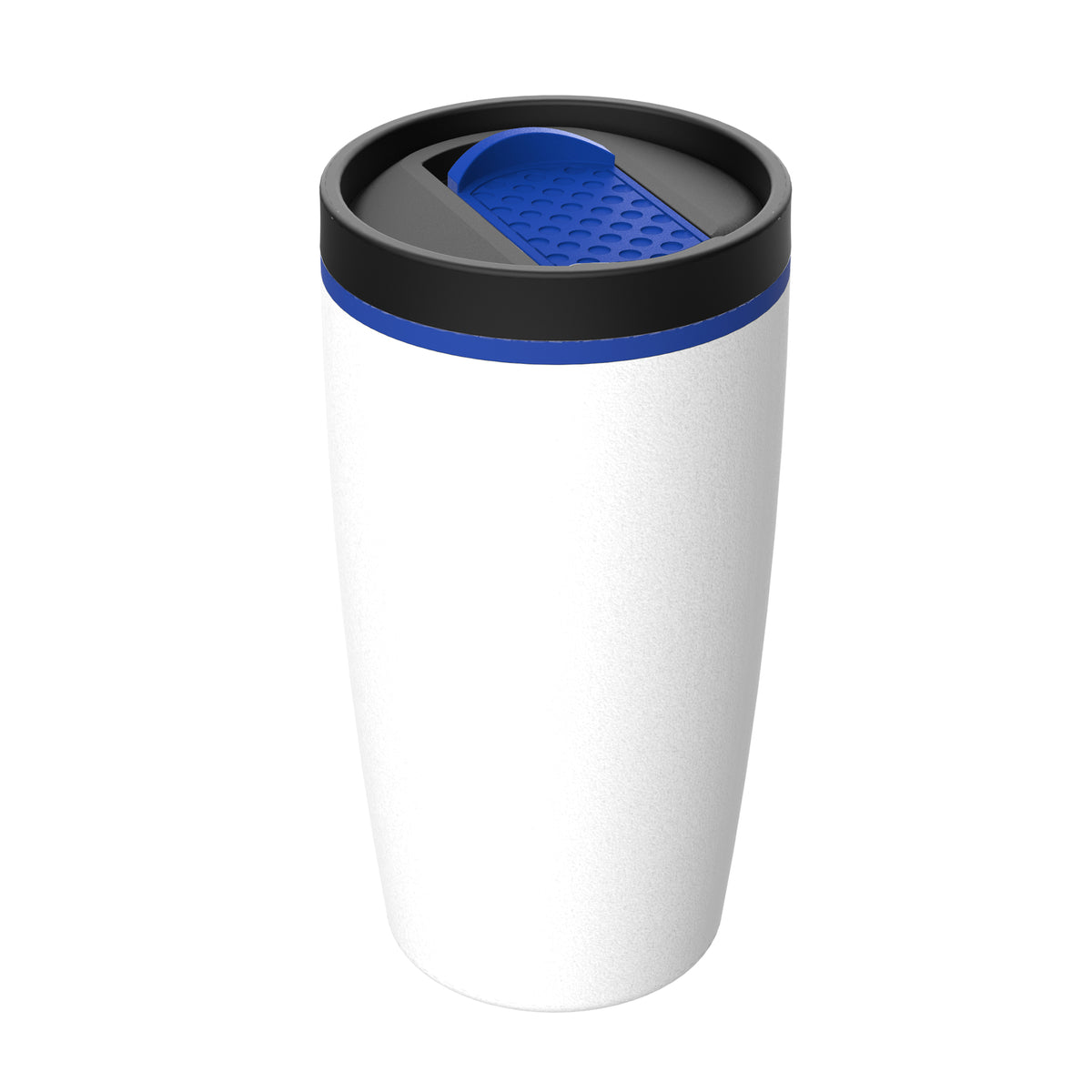 Becher: weiß, Hülle: blau, Ring: blau