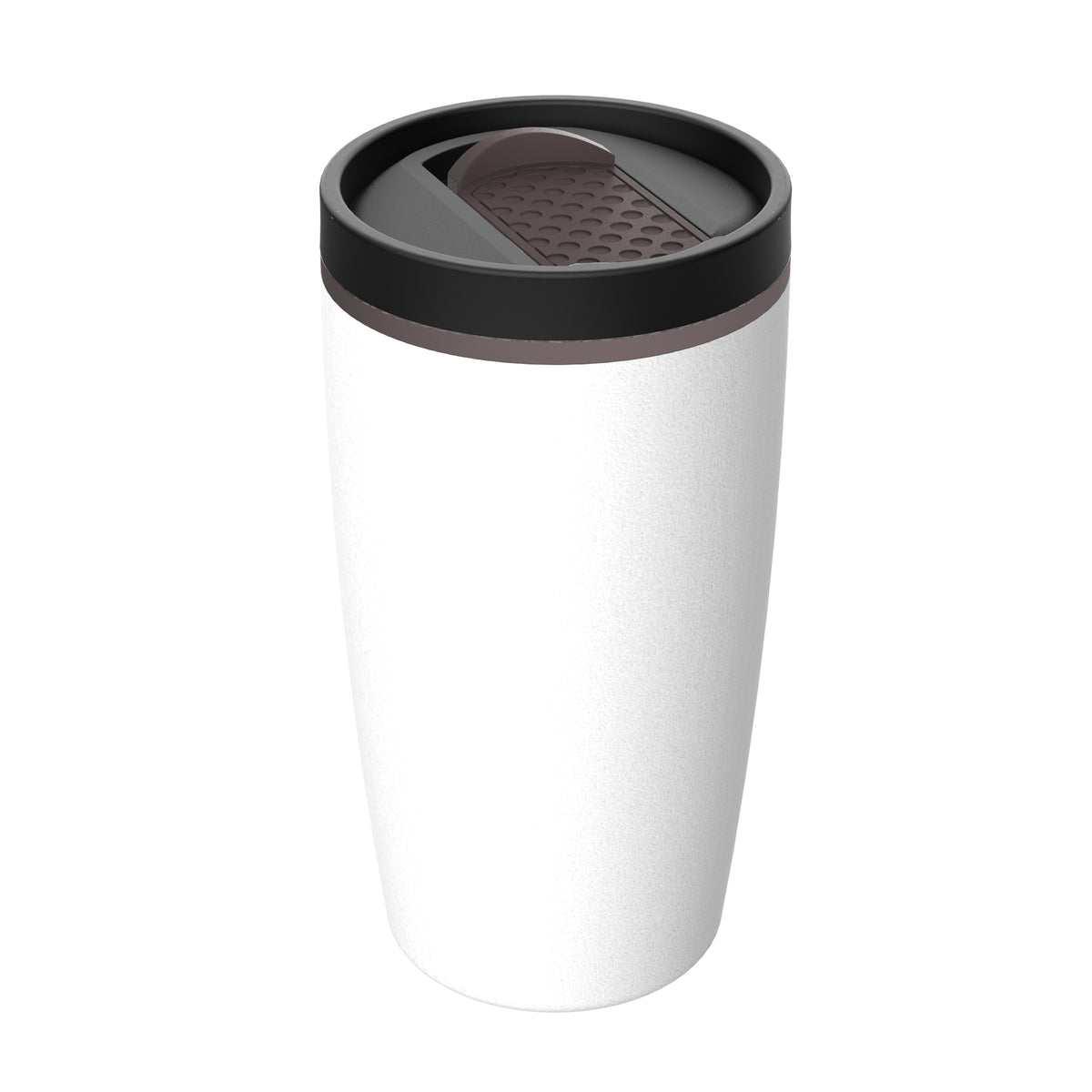 Becher: weiß, Hülle: braun, Ring: braun