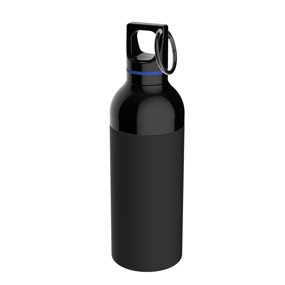 Flasche: schwarz, Ring: blau