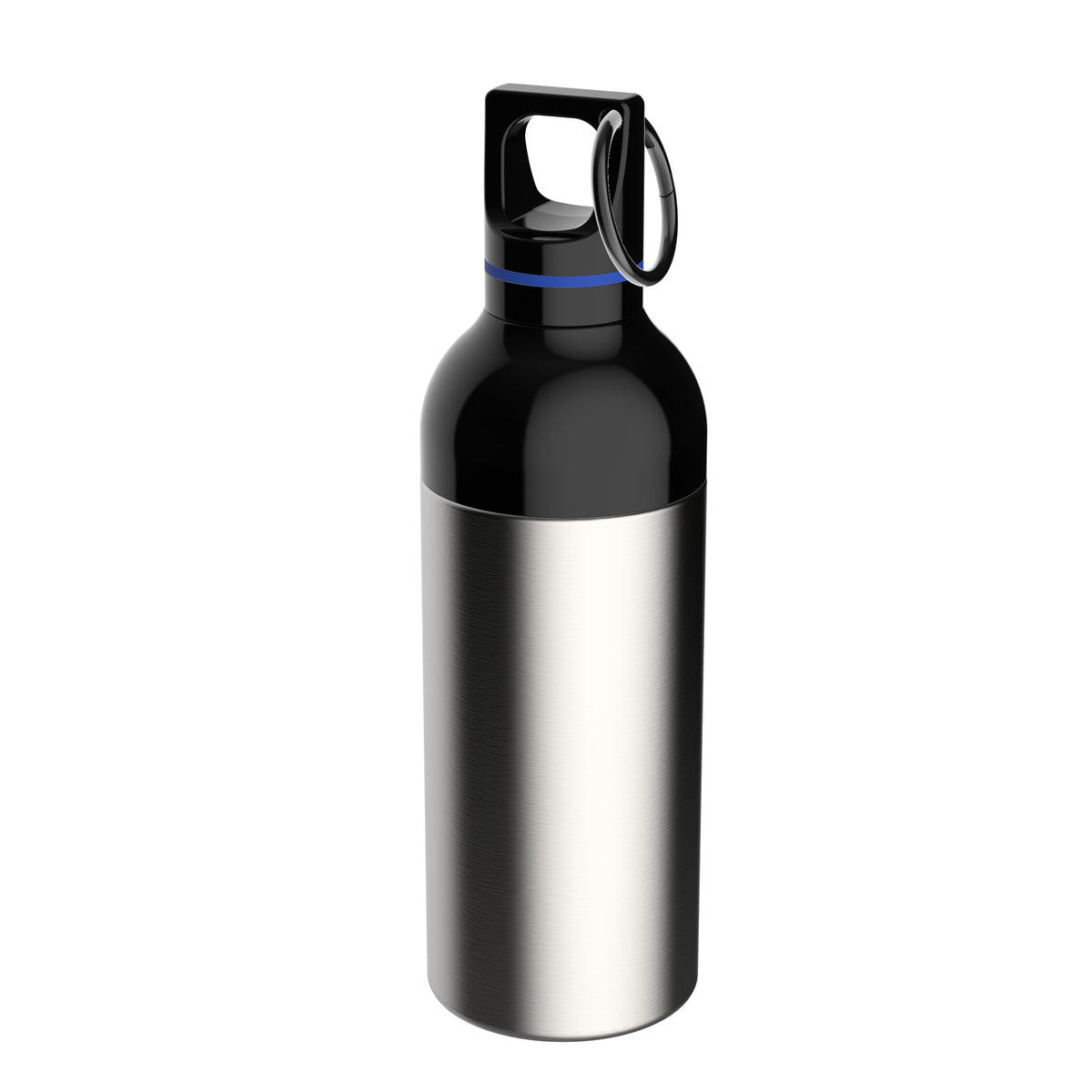 Flasche: silber, Ring: blau