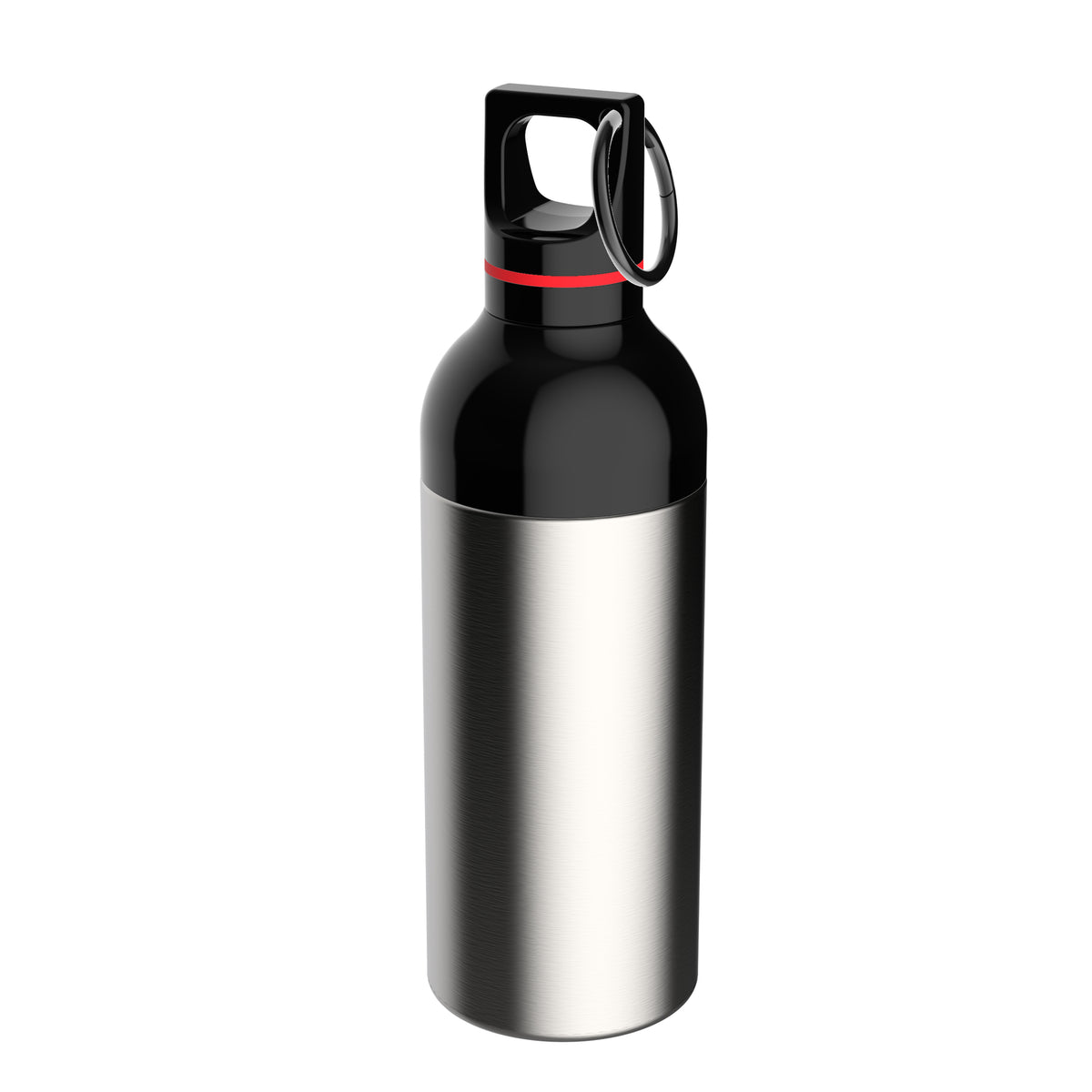 Flasche: silber, Ring: rot