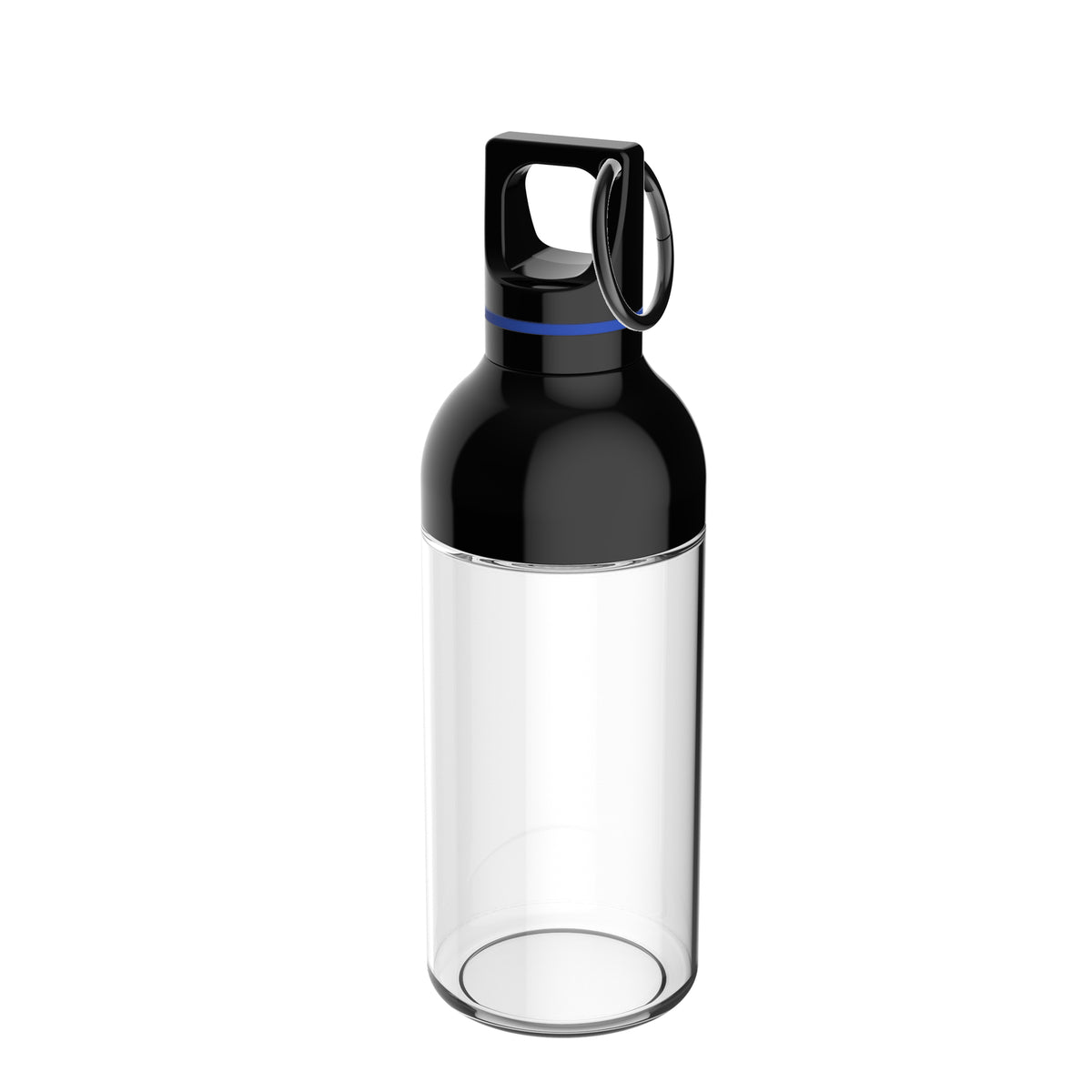 Flasche: transparent, Ring: blau