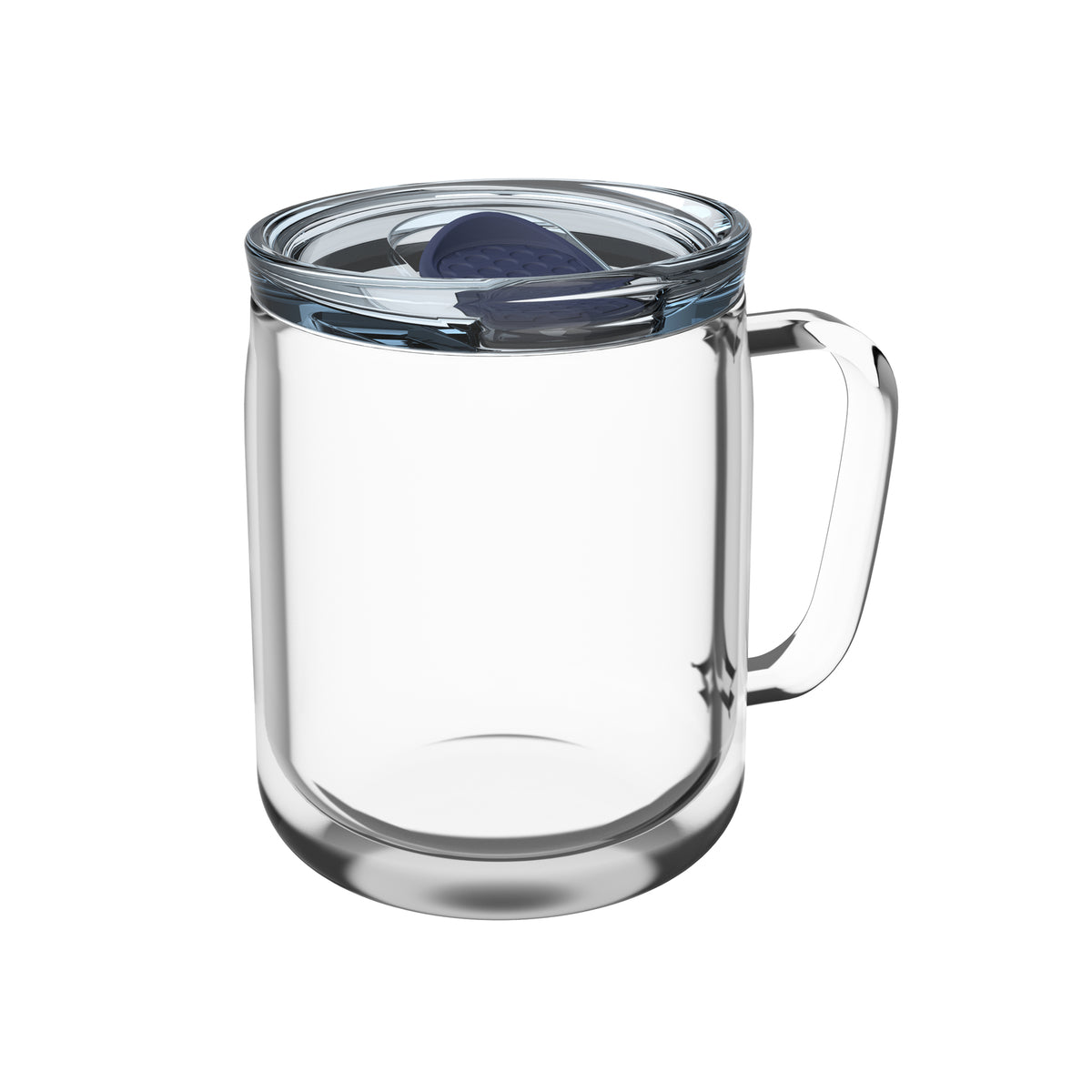 Becher: transparent, Deckel: dunkelblau