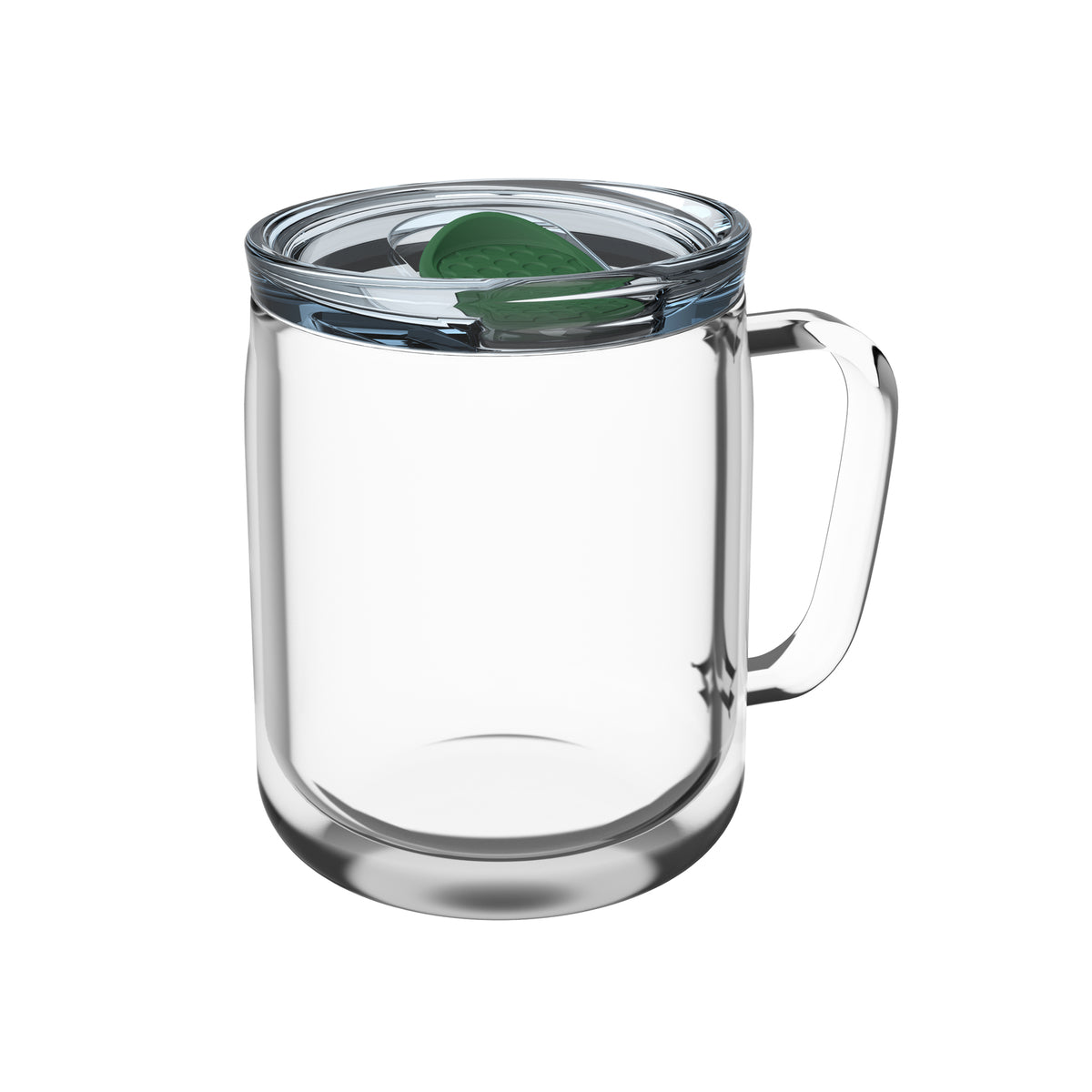 Becher: transparent, Deckel: grün