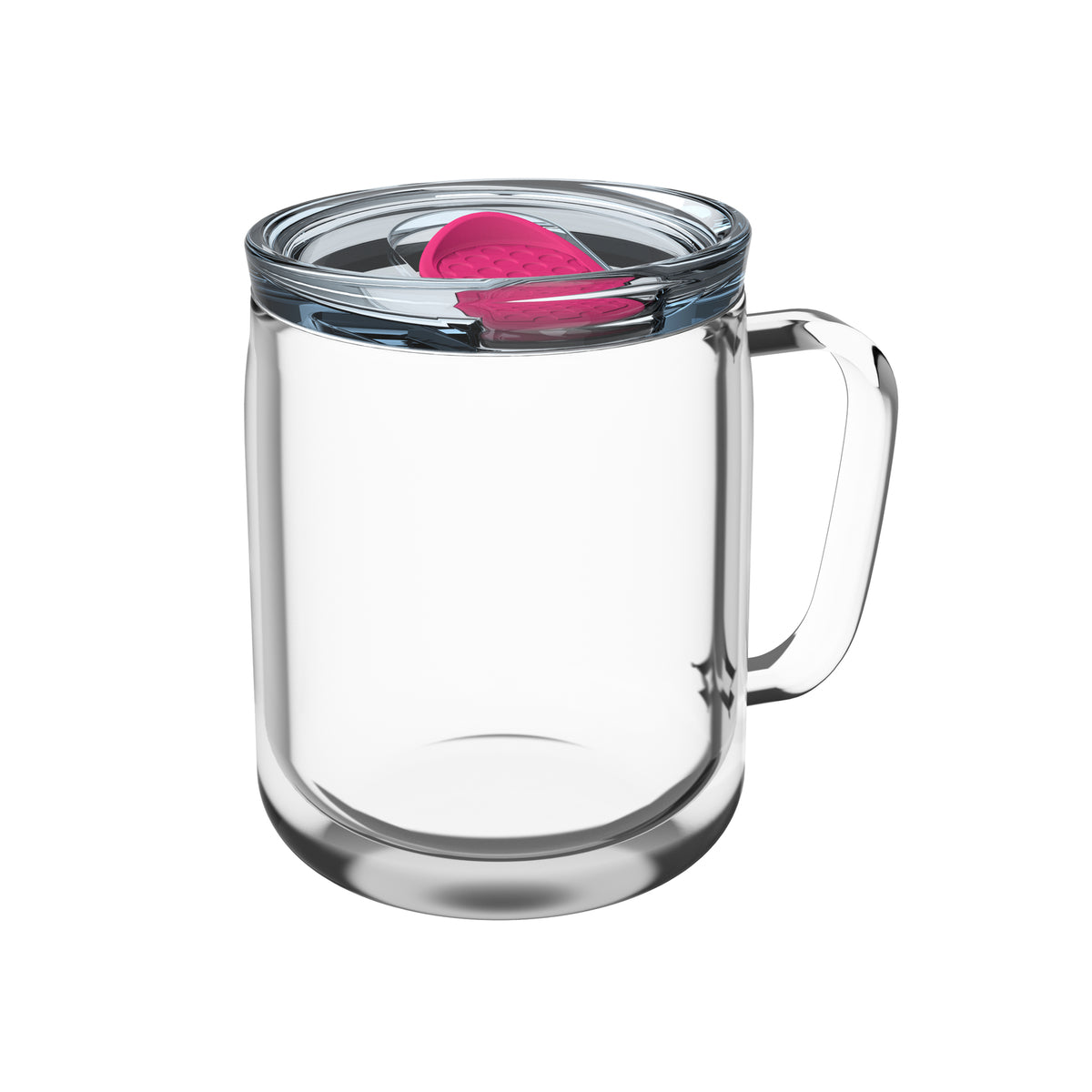 Becher: transparent, Deckel: magenta