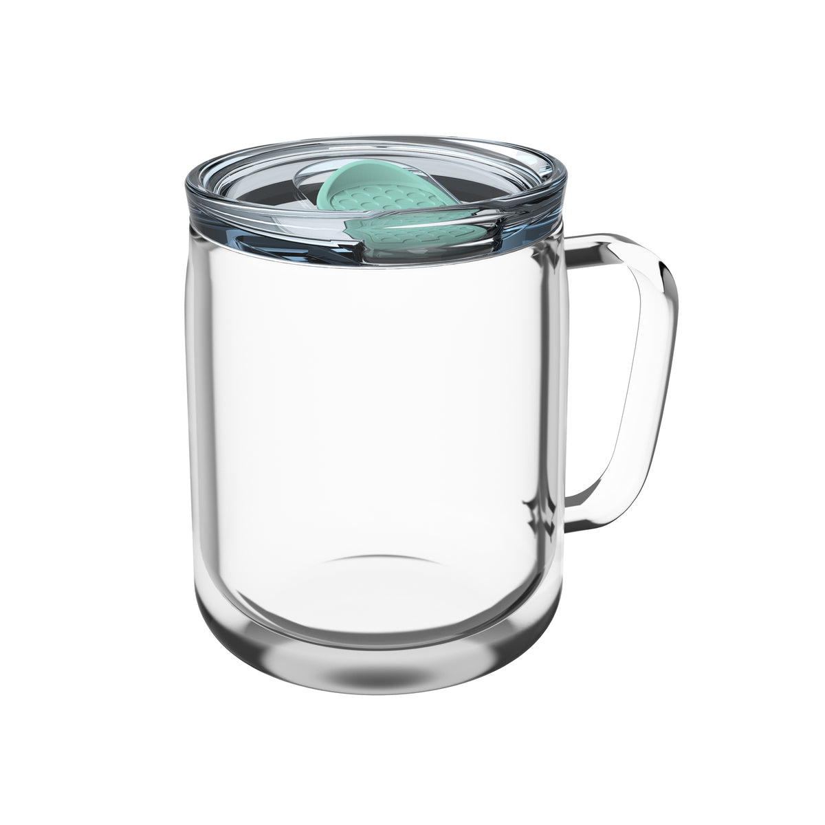 Becher: transparent, Deckel: mint