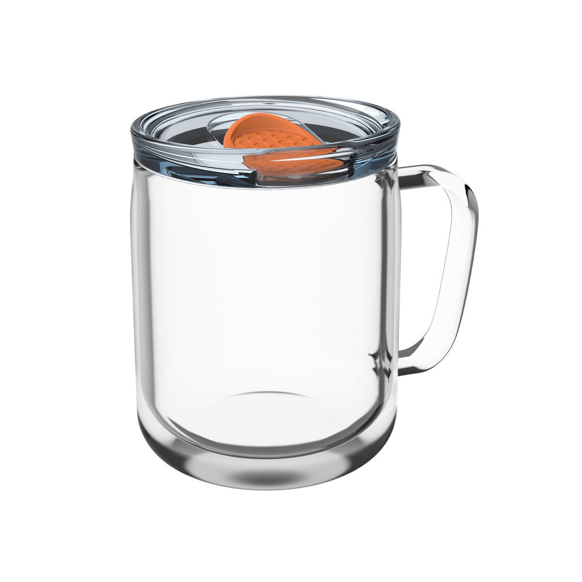 Becher: transparent, Deckel: orange