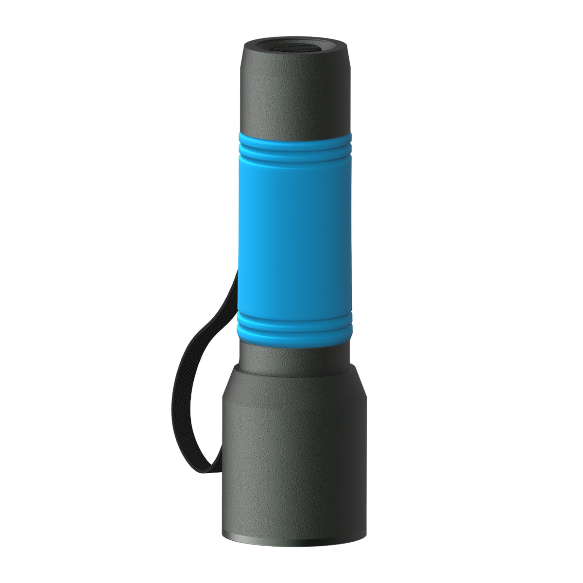 Taschenlampe: grau, Hülle: cyan