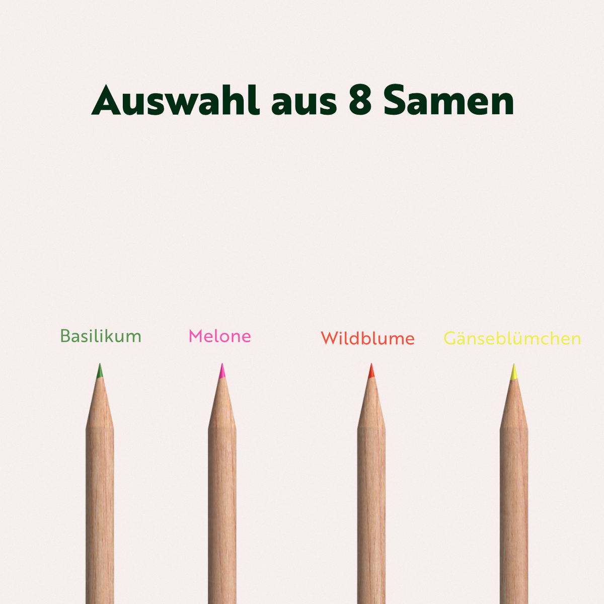 Farbauswahl mit den entsprechenden Samen im Stift
