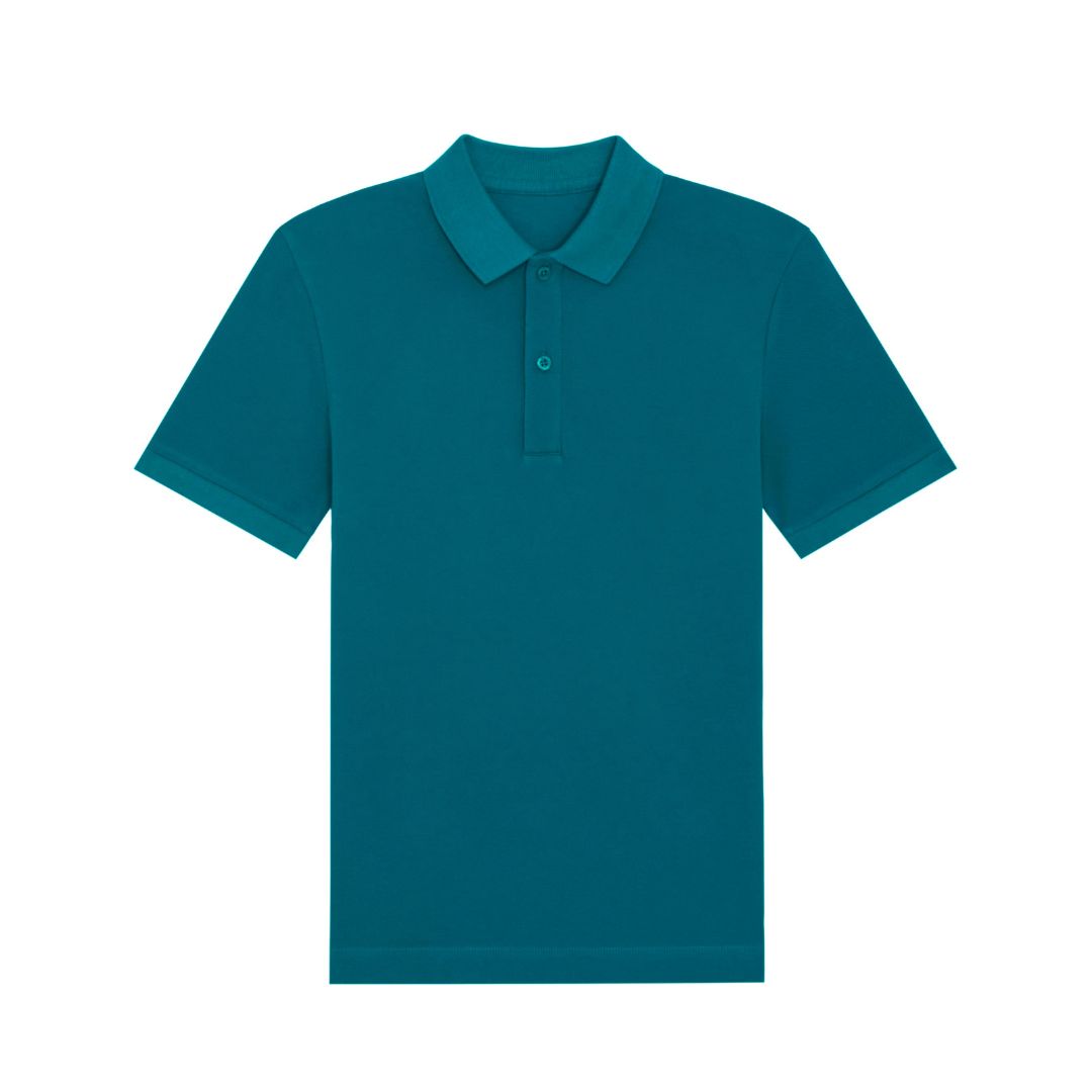 Unisex Poloshirt in Ozeanblau.
