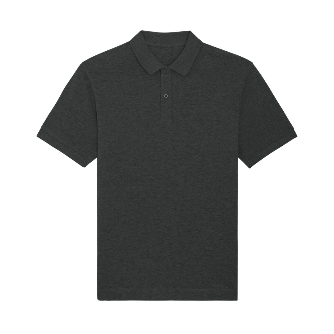 Unisex Poloshirt in dunkelgrau meliert.