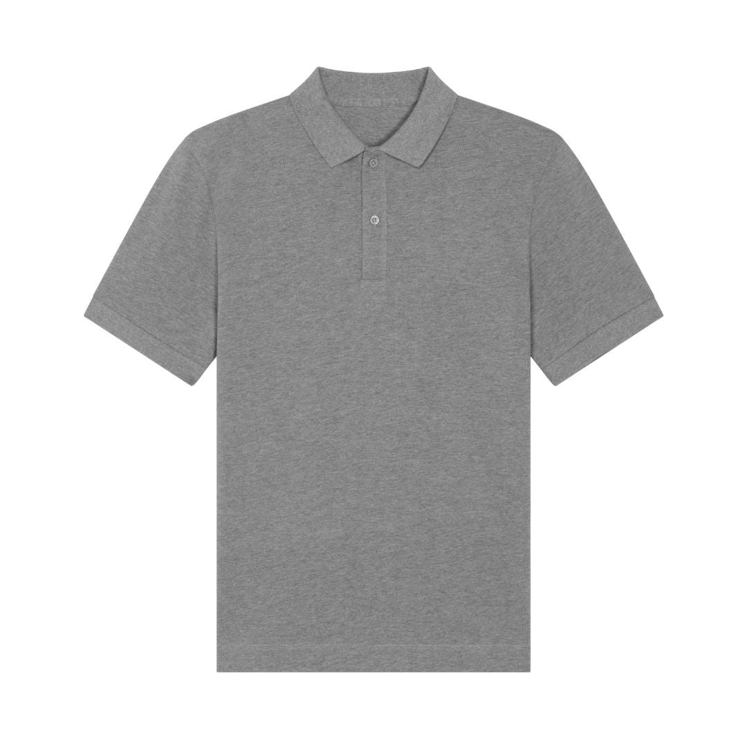 Unisex Poloshirt in Grau meliert.
