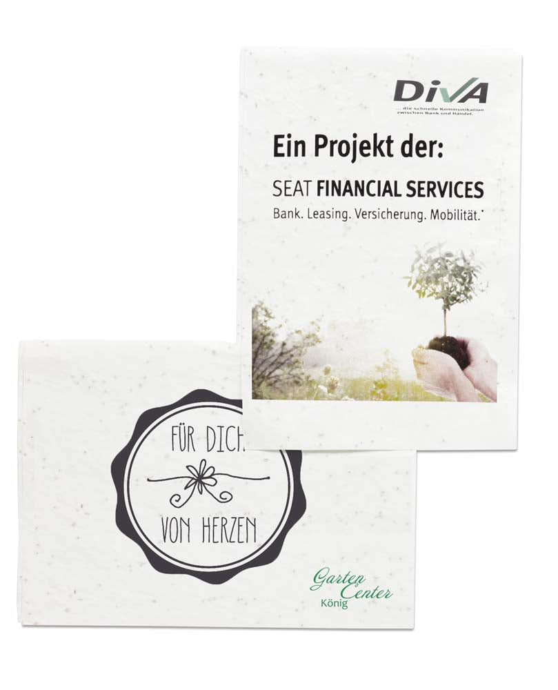 Werbeträger DIN A5 aus Samenpapier bedruckt