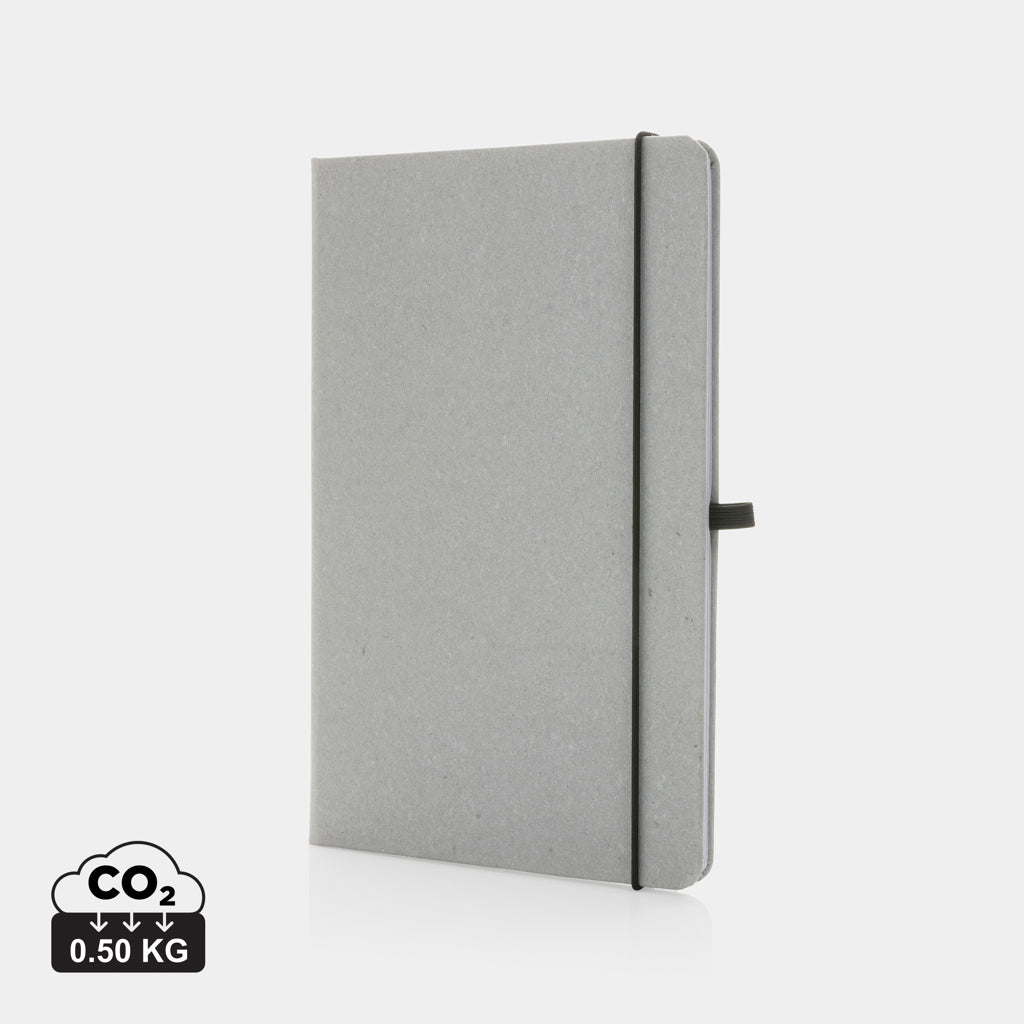 A5 Hardcover Notizbuch aus GRS recyceltem PU – Hellgrau